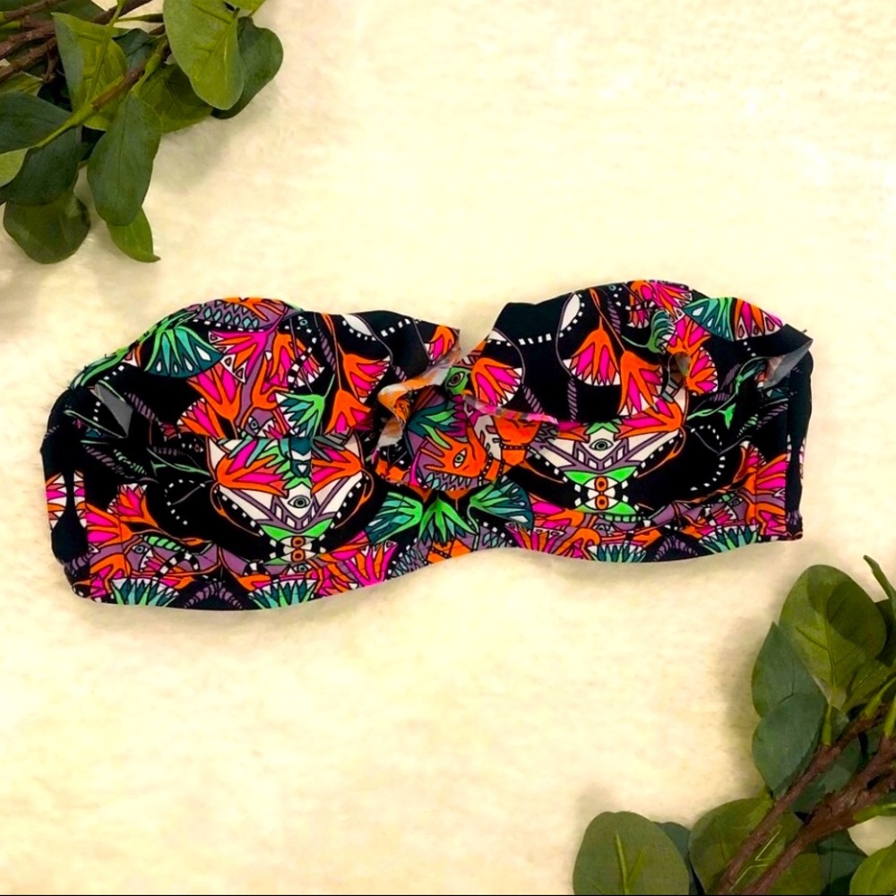 Mara Hoffman Strapless Ruffle Printed Bikini Top